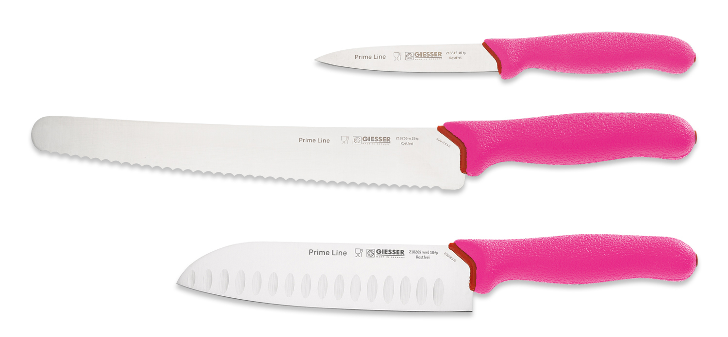 PrimeLine, Chefs knife set, 3 pcs. Funky Pink - Johannes Giesser